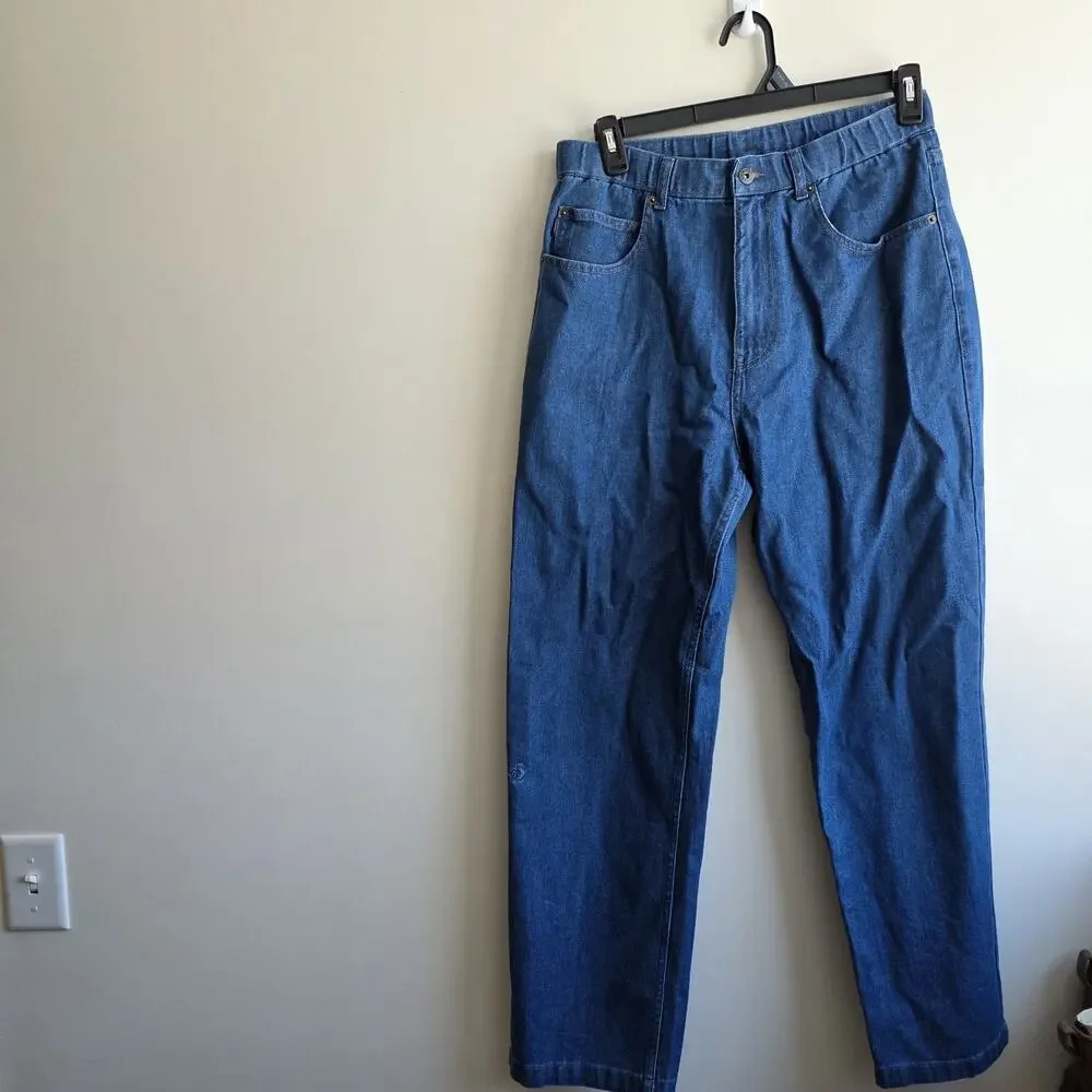 Converse Mens Size L Med Wash Denim Elastic Waist Relaxed Fit Jeans Skater Indie